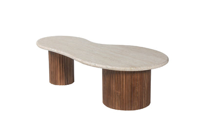 Salontafel 'Marlon' 120 cm Mango hout met Travertin Beige (2c) - foto 4
