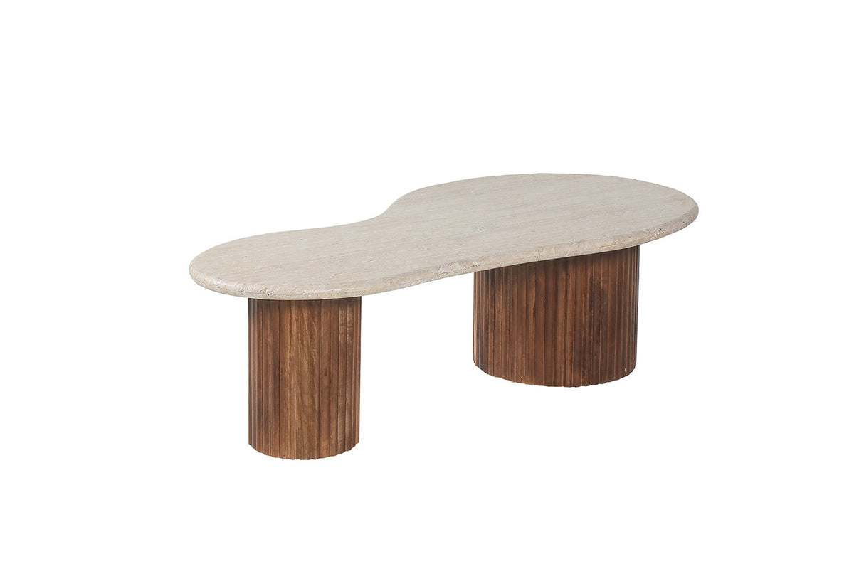 Salontafel 'Marlon' 120 cm Mango hout met Travertin Beige (2c) - foto 5