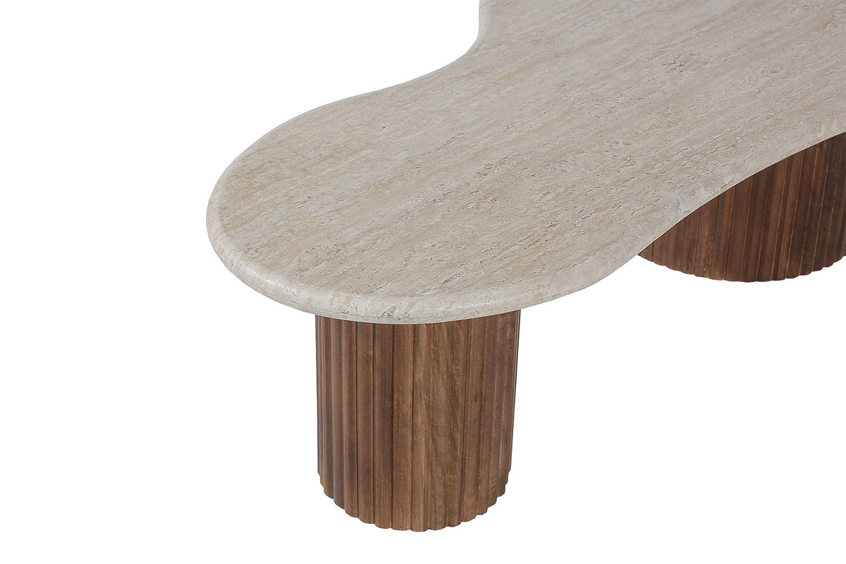 Salontafel 'Marlon' 120 cm Mango hout met Travertin Beige (2c) - foto 6