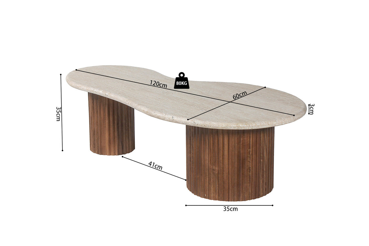 Salontafel 'Marlon' 120 cm Mango hout met Travertin Beige (2c) - foto 7