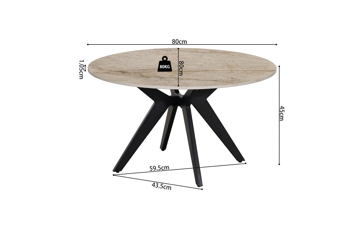 NEW - Salontafel 'Apollo' 80 cm Rond Glanzend Steen Shakespear beige (2c) - foto 6