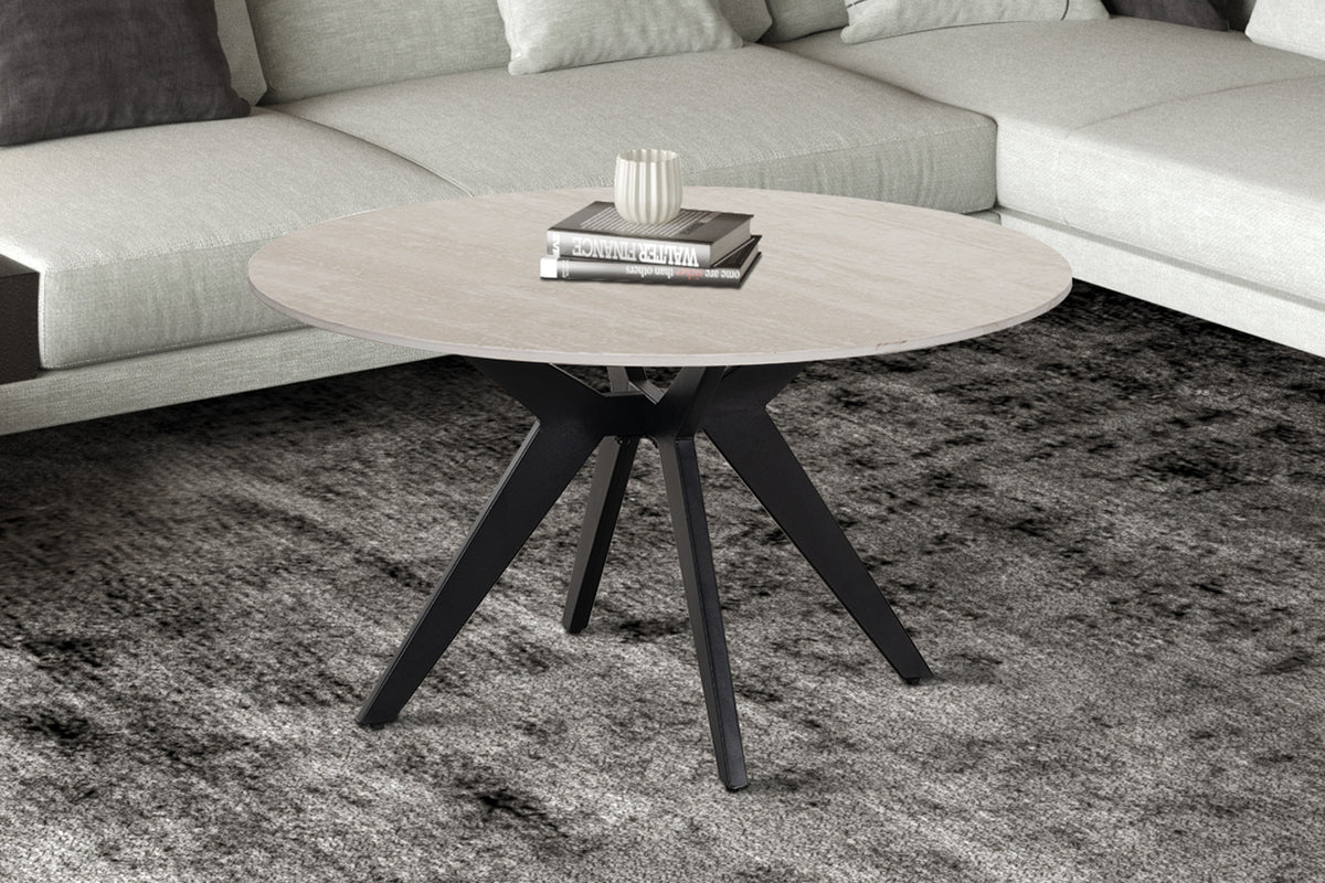 NEW - Salontafel 'Apollo' 80 cm Rond Steen Baroque Grijs (2c)