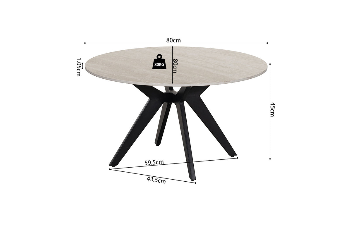NEW - Salontafel 'Apollo' 80 cm Rond Steen Baroque Grijs (2c) - foto 6