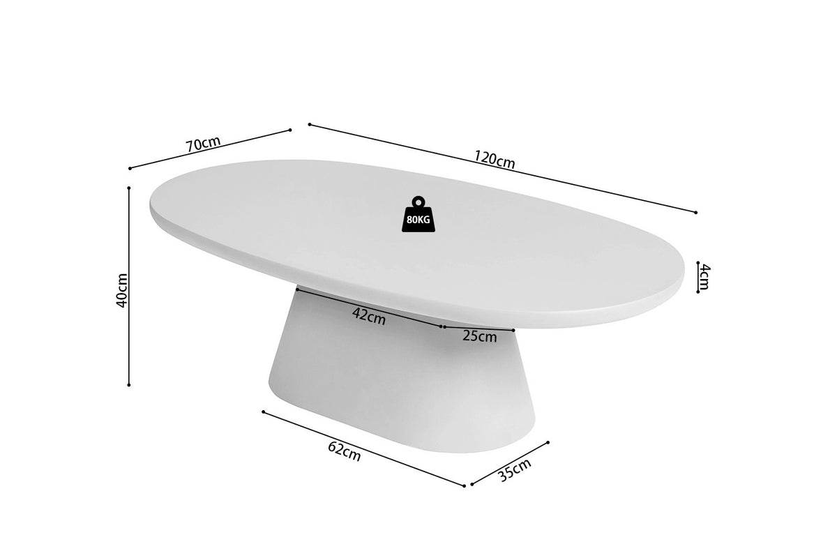Salontafel 'Tavira' 120 cm Ovaal Cement Ecru (2c) - foto 9
