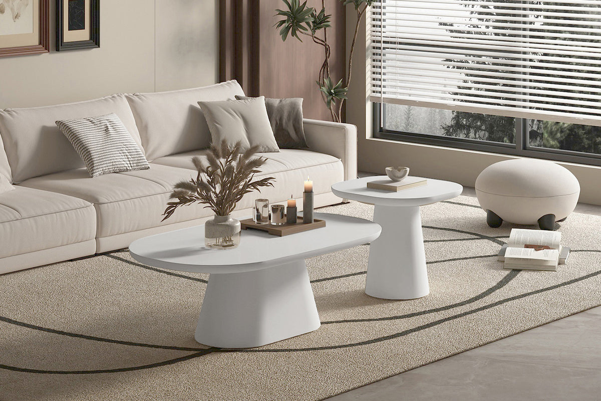Salontafel 'Tavira' 55 cm Ovaal Cement Ecru (2c) - foto 3