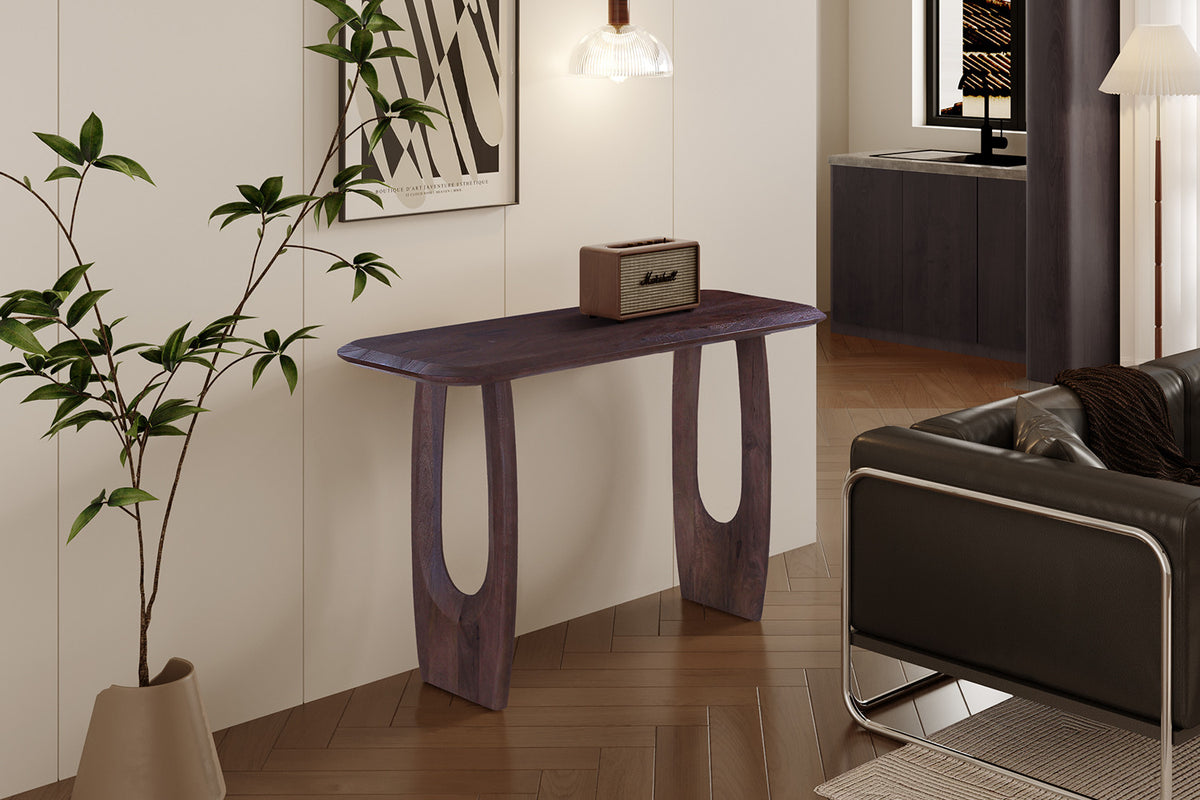 NEW - Console 'Braga' Deens Ovaal Mango hout Donkerbruin (1c)