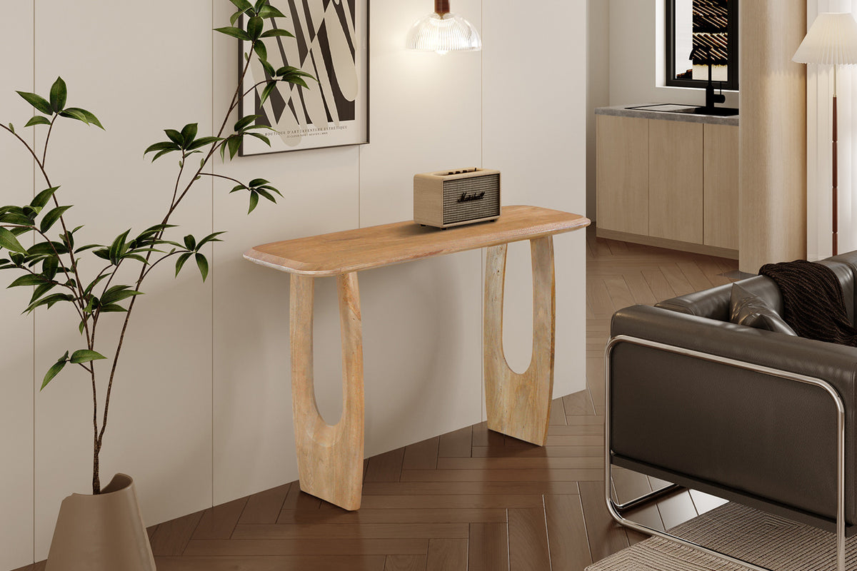 NEW - Console 'Braga' Deens Ovaal Mango hout Amandel (1c)
