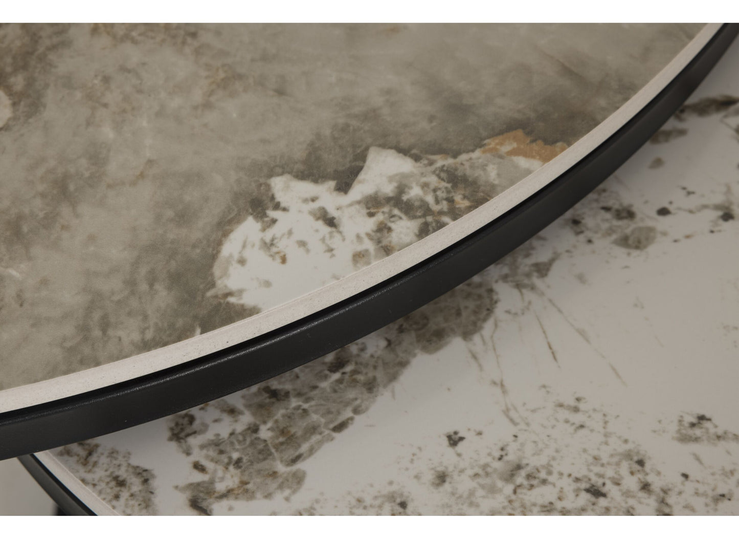 SET VAN 2 RONDE SALONTAFELS MARBLE