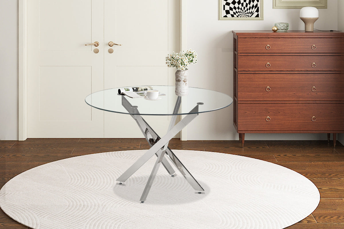Tafel 'Lasi' 120 cm Rond Glas, Poten Chroom (2c) - foto 2