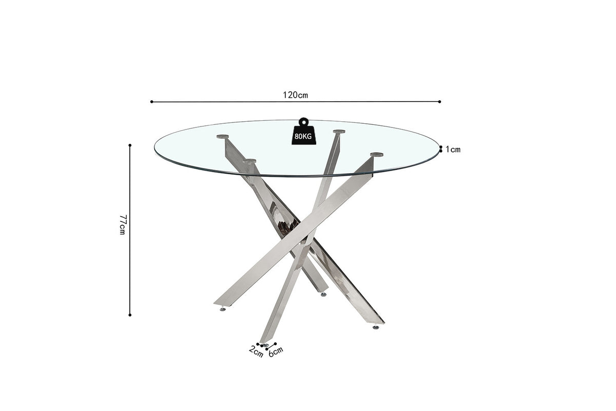 Tafel 'Lasi' 120 cm Rond Glas, Poten Chroom (2c) - foto 7