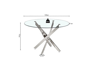 Tafel 'Lasi' 120 cm Rond Glas, Poten Chroom (2c) - foto 7