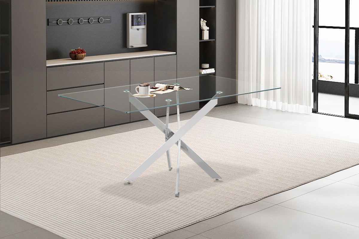 Tafel 'Lasi' 160 cm Glas, Poten Chroom (2c) - foto 2
