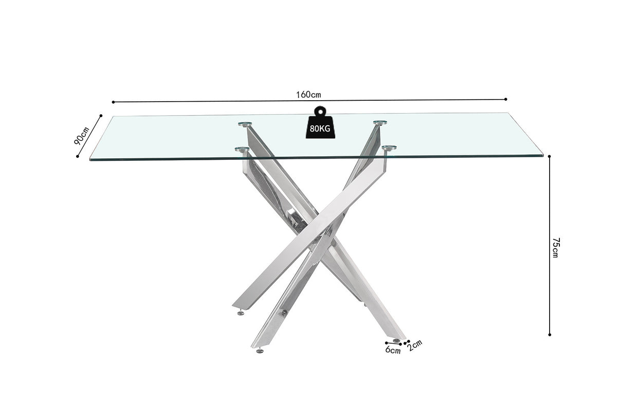 Tafel 'Lasi' 160 cm Glas, Poten Chroom (2c) - foto 8