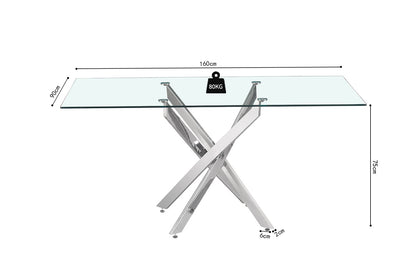 Tafel 'Lasi' 160 cm Glas, Poten Chroom (2c) - foto 8