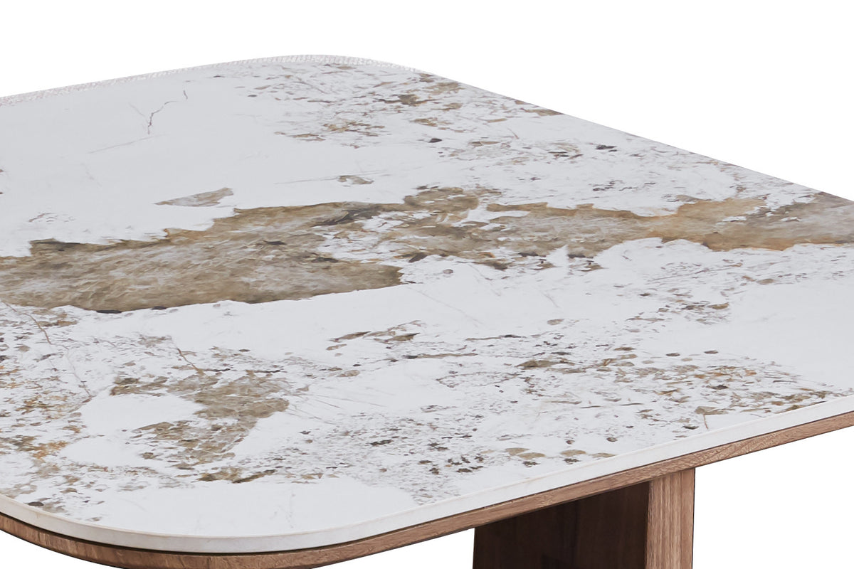 NEW - Salontafel 'Evora' met 4 poefs stof Glanzend Steen Pandora (2c) - foto 4