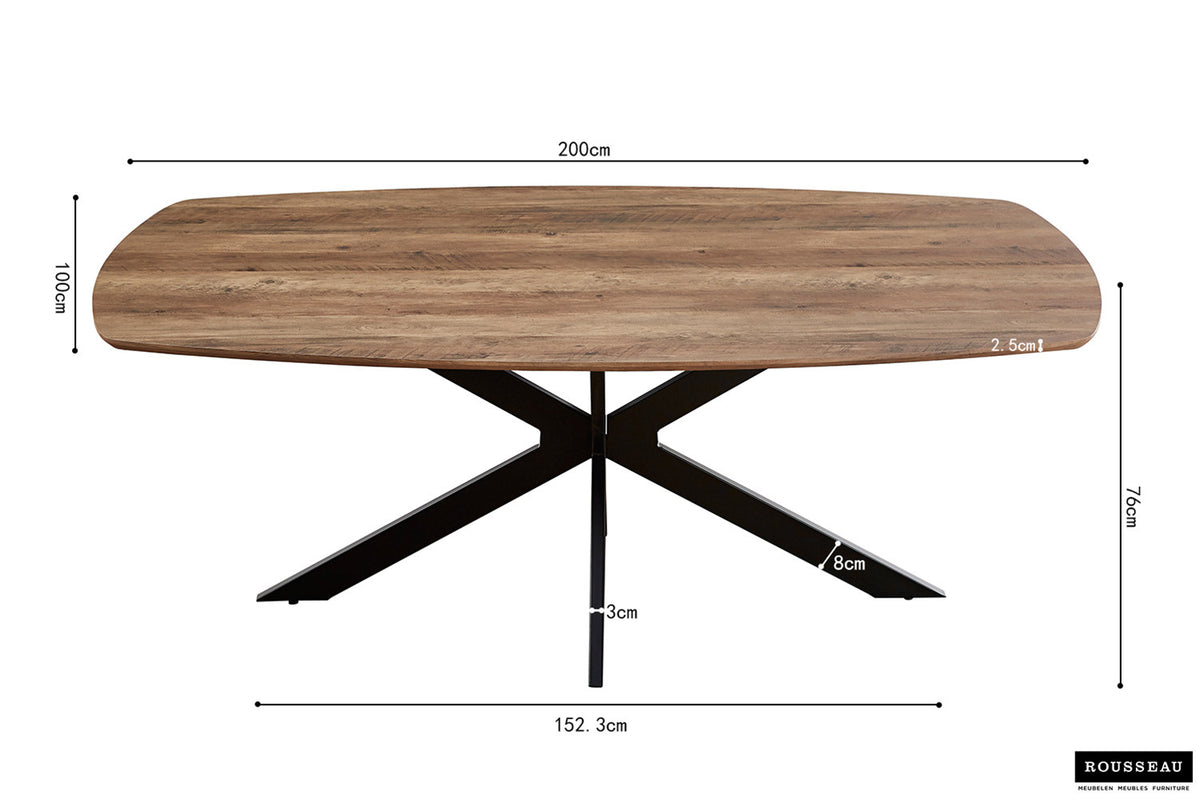 Tafel 'Aziz' 200 cm Deens Ovaal Decor Mango (2c) - foto 7