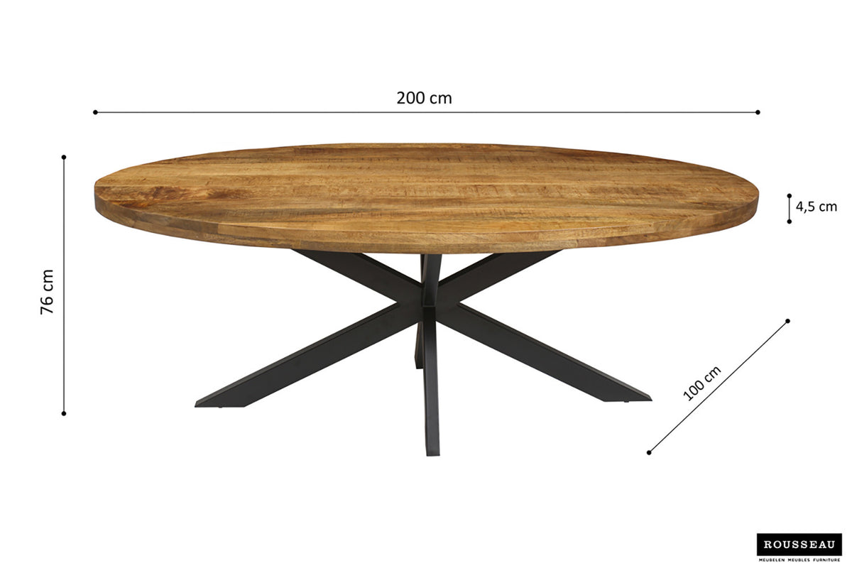 Tafel 'Alexa' 200 cm Ovaal Mango hout (2c) - foto 4