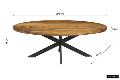 Tafel 'Alexa' 200 cm Ovaal Mango hout (2c) - foto 4
