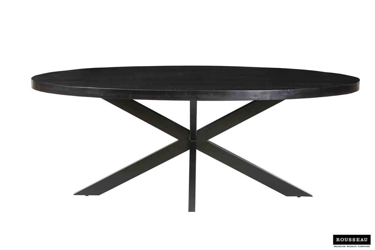 SALE - Tafel 'Alexa' 200 cm Ovaal Mango hout zwart (2c) - foto 2