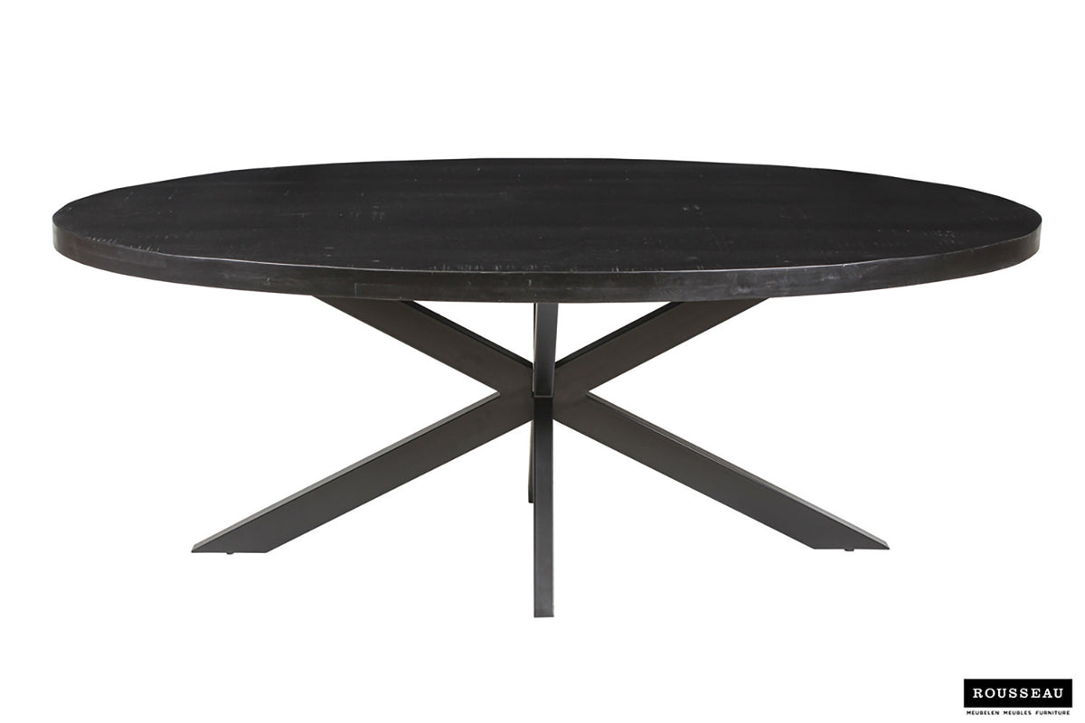 SALE - Tafel 'Alexa' 200 cm Ovaal Mango hout zwart (2c) - foto 3
