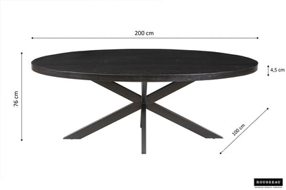 SALE - Tafel 'Alexa' 200 cm Ovaal Mango hout zwart (2c) - foto 5