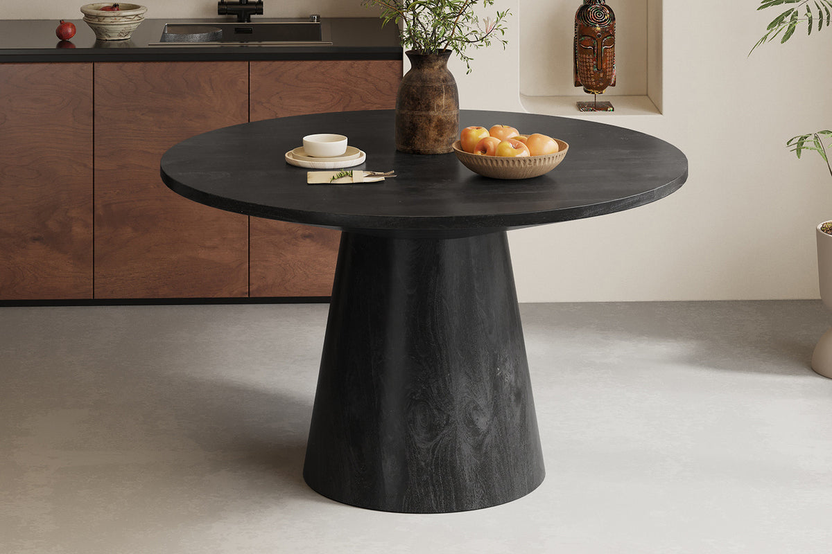 Tafel 'Tommy' 130 cm Rond Mango hout  Zwart (2c) - foto 2