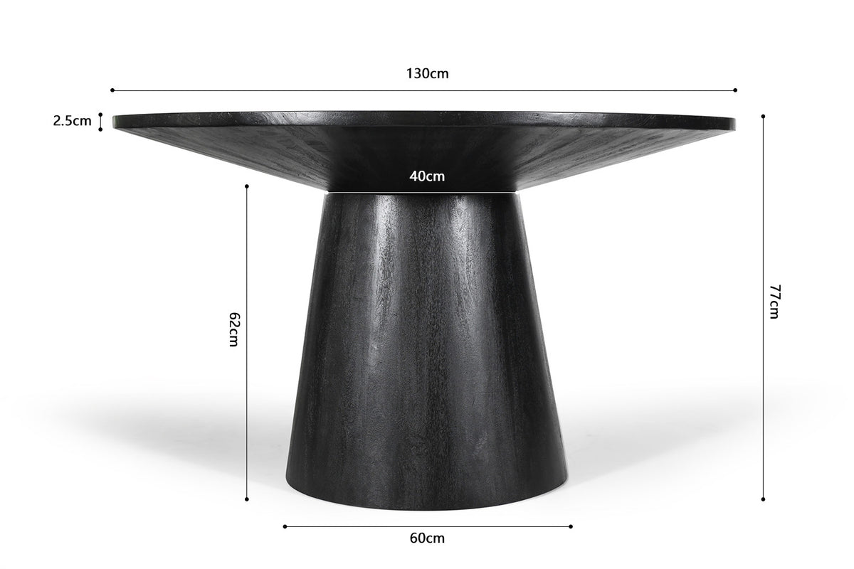 Tafel 'Tommy' 130 cm Rond Mango hout  Zwart (2c) - foto 8