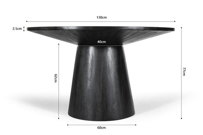 Tafel 'Tommy' 130 cm Rond Mango hout  Zwart (2c) - foto 8
