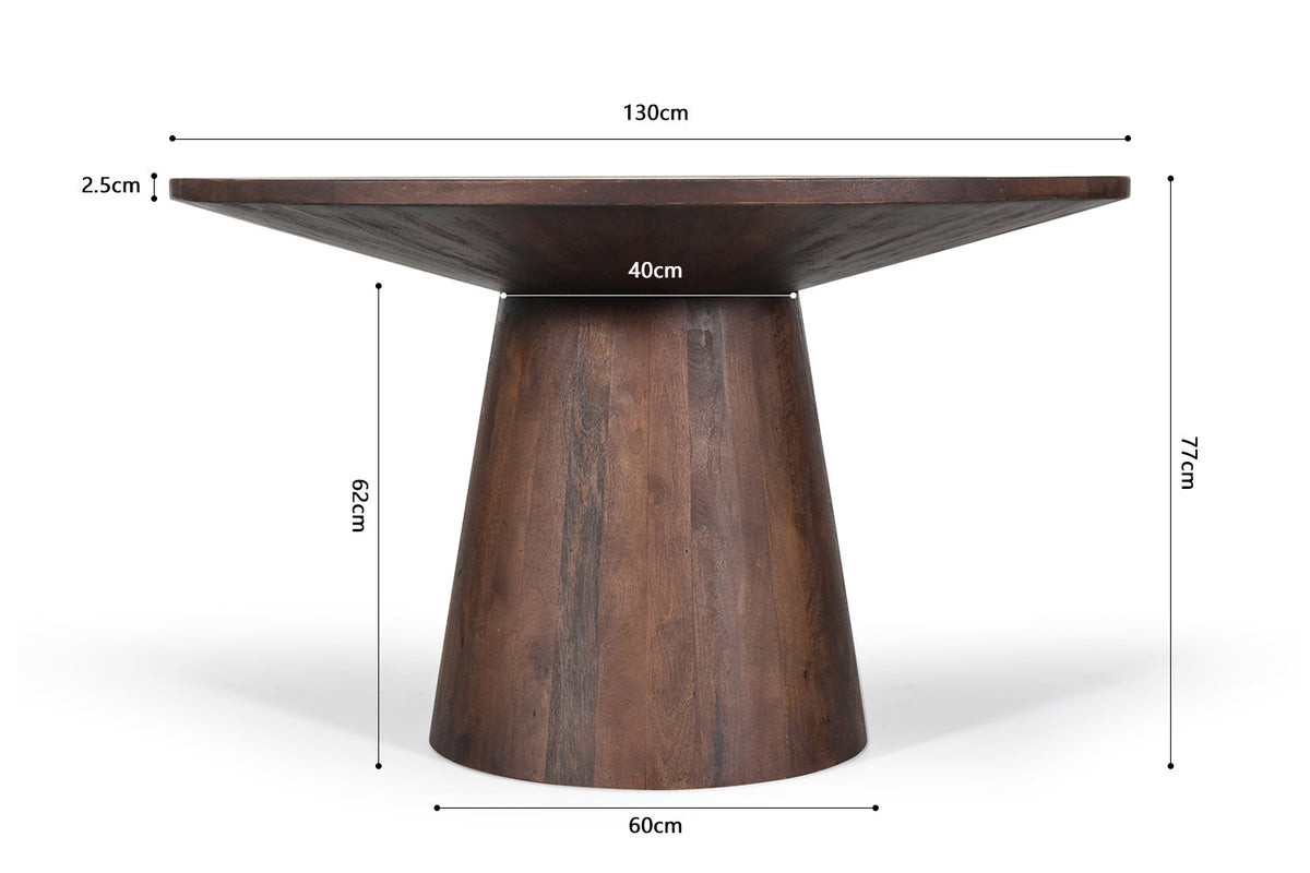 Tafel 'Tommy' 130 cm Rond Mango hout  Bruin (2c) - foto 8