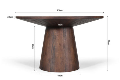 Tafel 'Tommy' 130 cm Rond Mango hout  Bruin (2c) - foto 8