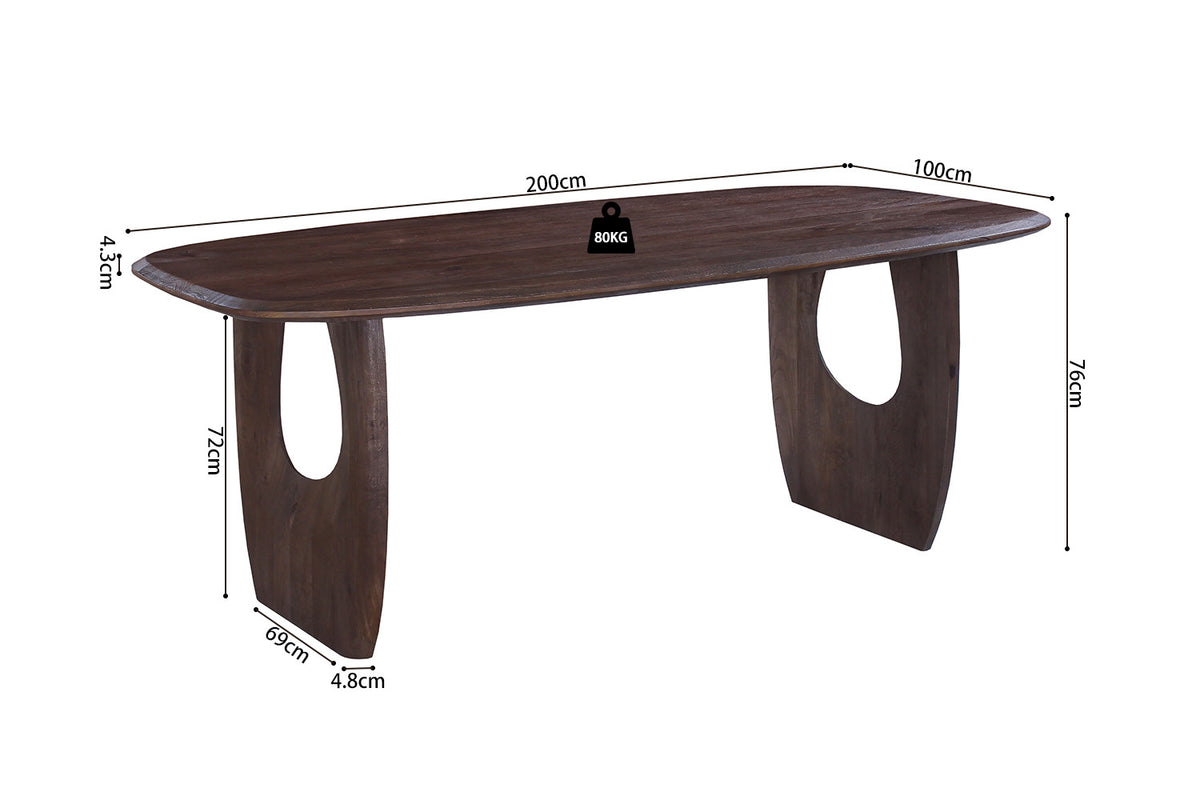 NEW - Tafel 'Braga' Deens Ovaal Mango hout Donkerbruin (2c) - foto 8