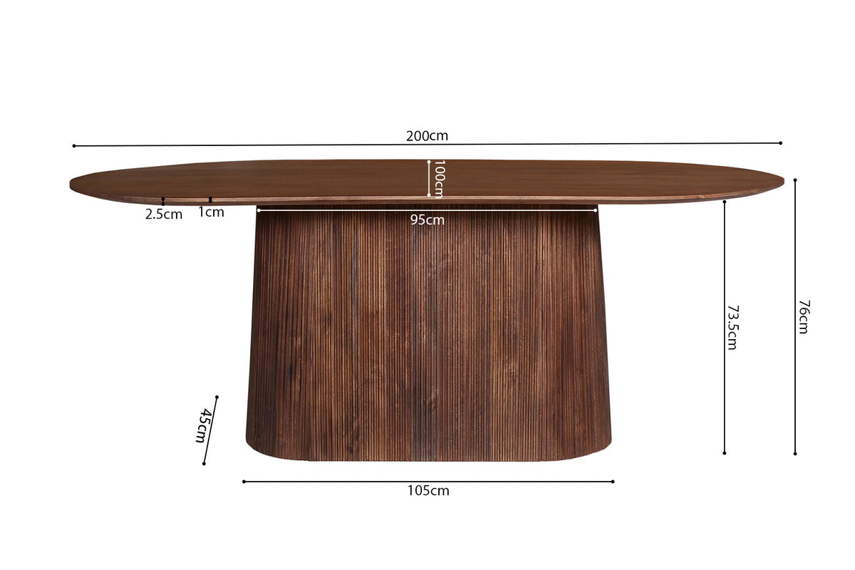 Tafel 'Miguel' 200 cm Ovaal Mango hout Lichtbruin (2c) - foto 6