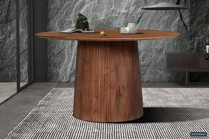 Tafel 'Miguel' 130 cm Rond Mango hout Lichtbruin (2c)