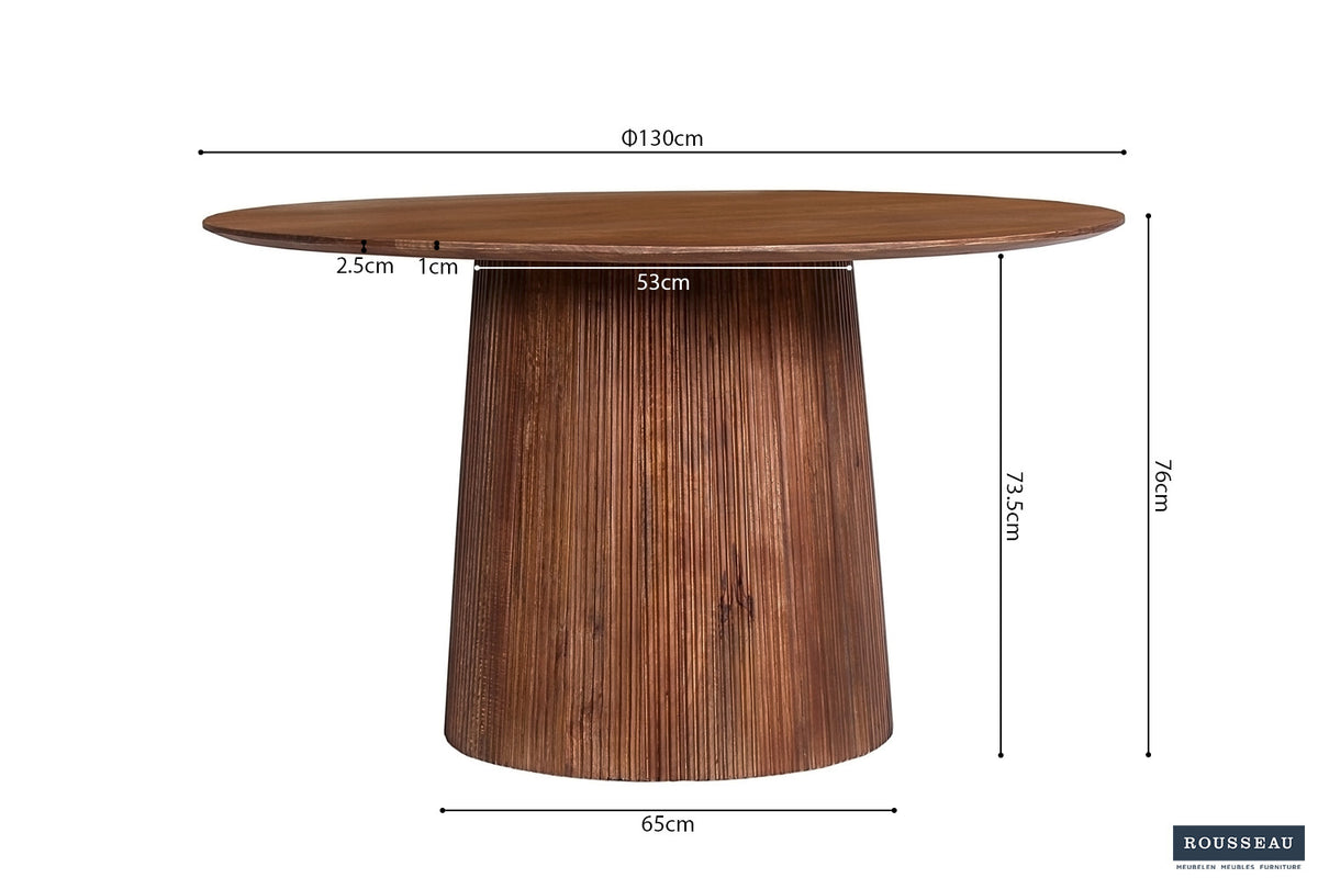 Tafel 'Miguel' 130 cm Rond Mango hout Lichtbruin (2c) - foto 5