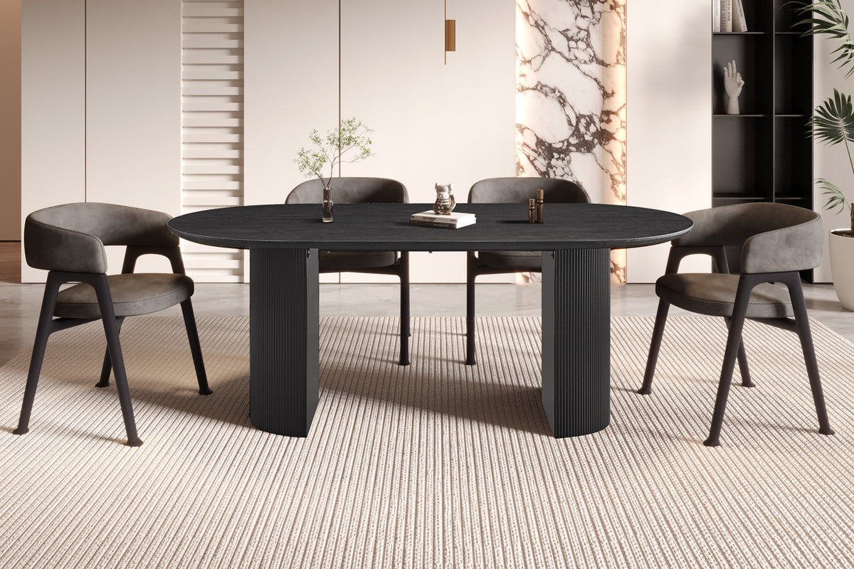 Tafel 'Lagos' 200 cm Ovaal Decor Donkerbruin (2c)