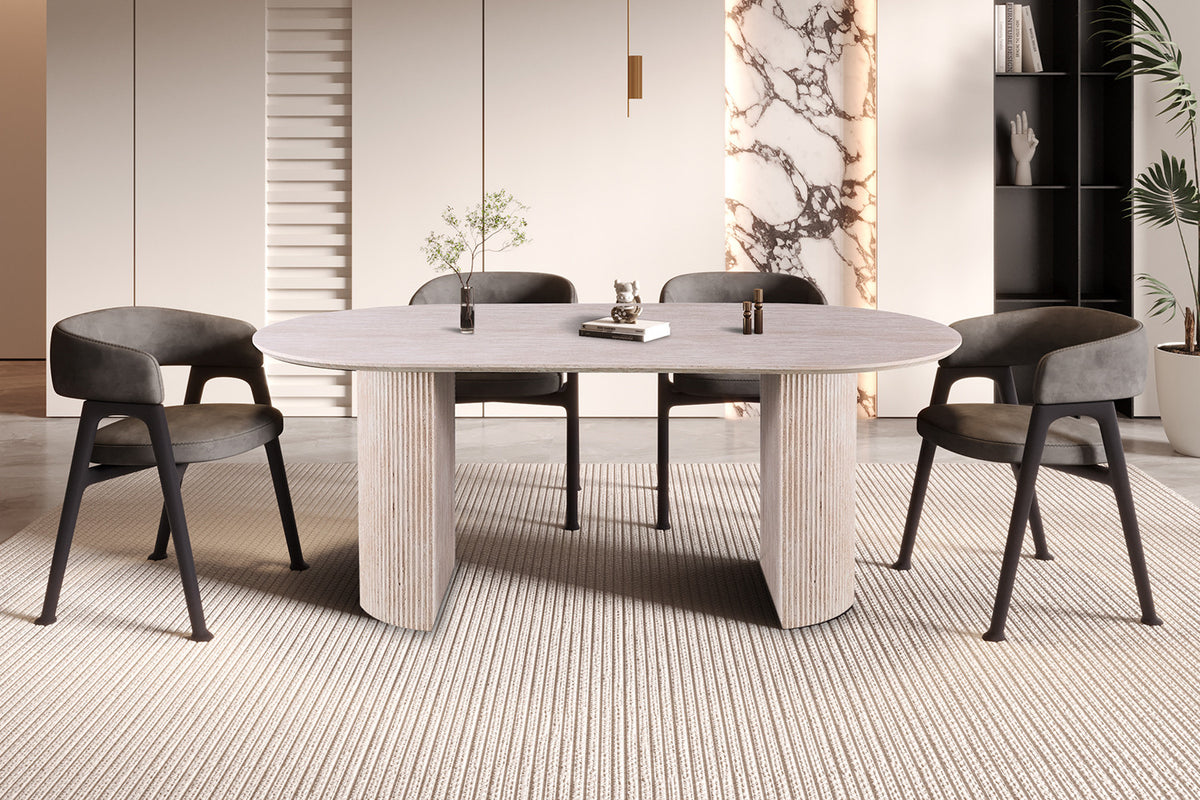 Tafel 'Lagos' 200 cm Ovaal Decor Travertin Beige (2c)