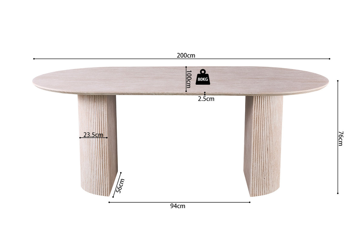 Tafel 'Lagos' 200 cm Ovaal Decor Travertin Beige (2c) - foto 8