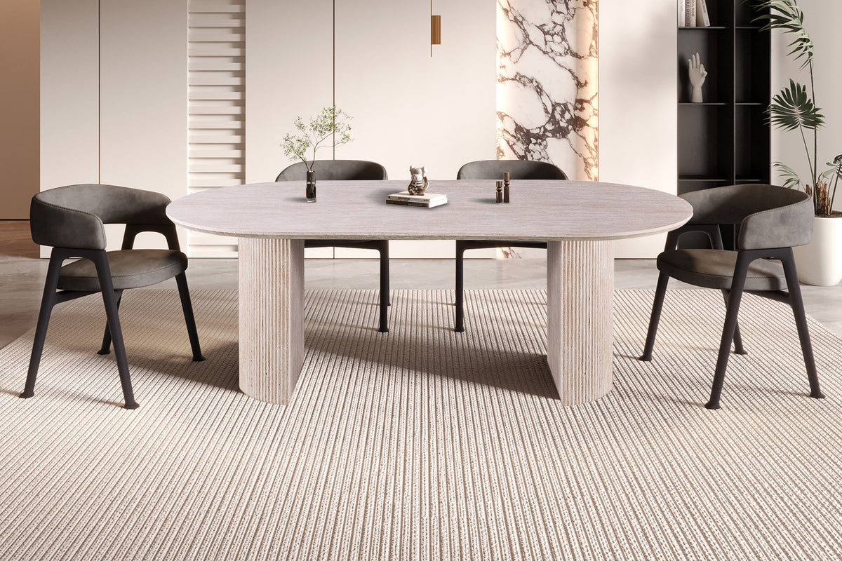 Tafel 'Lagos' 220 cm Ovaal Decor Travertin Beige (2c)