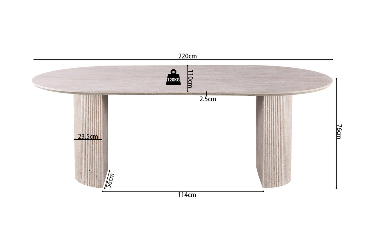 Tafel 'Lagos' 220 cm Ovaal Decor Travertin Beige (2c) - foto 8
