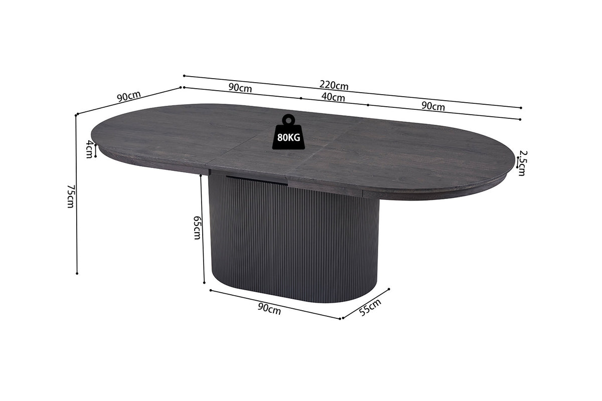 Uitschuifbare tafel 'Lagos' 180-220 cm Ovaal Decor Donkerbruin (2c) - foto 12