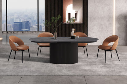 Uitschuifbare tafel 'Lagos' 180-220 cm Ovaal Decor Donkerbruin (2c)