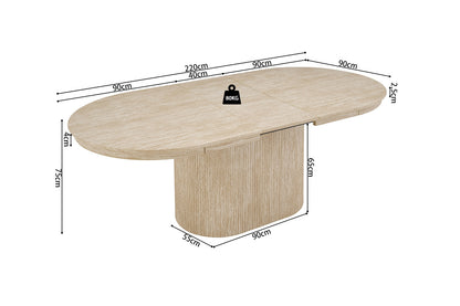 NEW - Uitschuifbare tafel 'Lagos' 180-220 cm Ovaal Decor Travertin Beige (2c) - foto 12