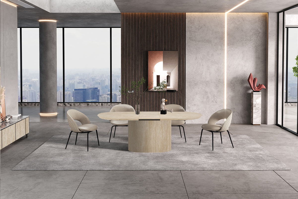 NEW - Uitschuifbare tafel 'Lagos' 180-220 cm Ovaal Decor Travertin Beige (2c) - foto 2