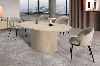 NEW - Uitschuifbare tafel 'Lagos' 180-220 cm Ovaal Decor Travertin Beige (2c) - foto 3