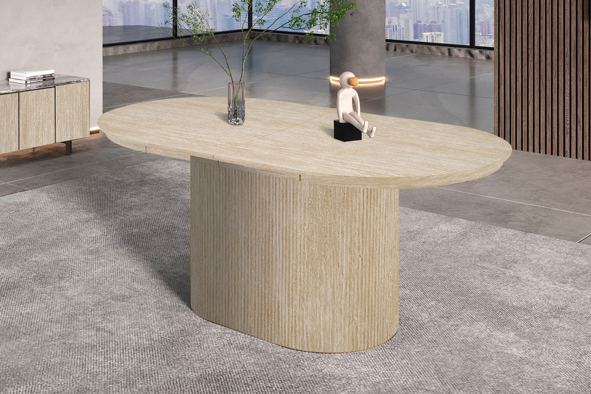 NEW - Uitschuifbare tafel 'Lagos' 180-220 cm Ovaal Decor Travertin Beige (2c) - foto 4
