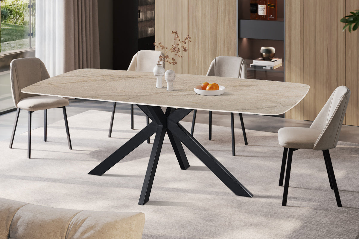 NEW - Tafel 'Apollo' 200 cm Deens Ovaal Glanzend Steen Shakespear Beige (2c) - foto 2