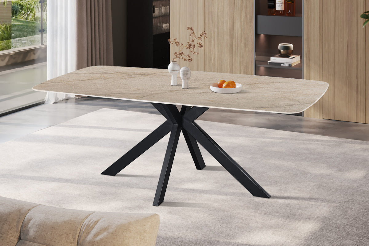 NEW - Tafel 'Apollo' 200 cm Deens Ovaal Glanzend Steen Shakespear Beige (2c) - foto 3