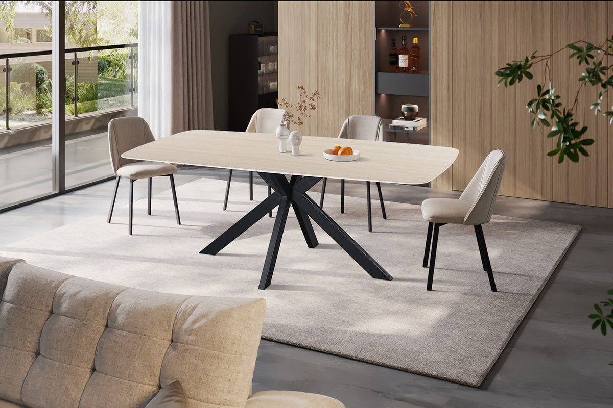 NEW - Tafel 'Apollo' 200 cm Deens Ovaal Steen Baroque Beige  (2c)