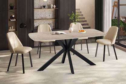 NEW - Tafel 'Apollo' 160 cm Deens Ovaal Glanzend steen Shakespear Beige (2c)