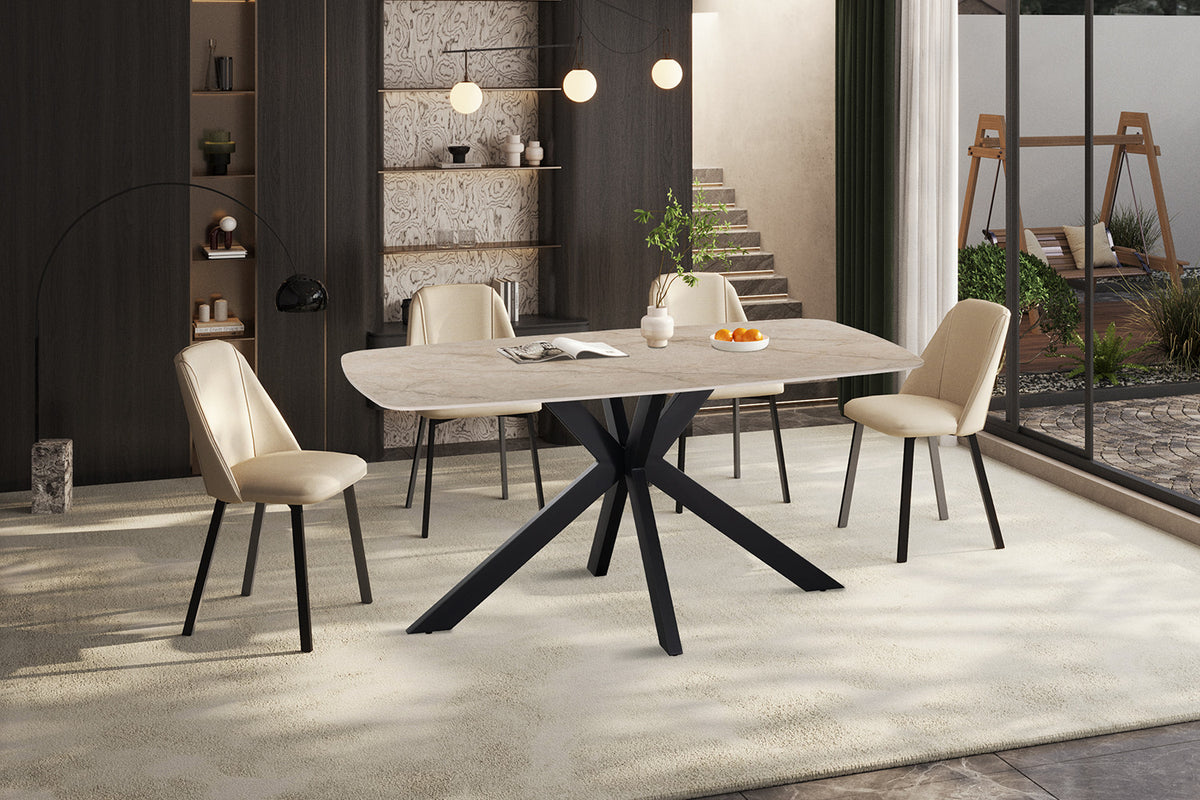 NEW - Tafel 'Apollo' 160 cm Deens Ovaal Glanzend steen Shakespear Beige (2c) - foto 2